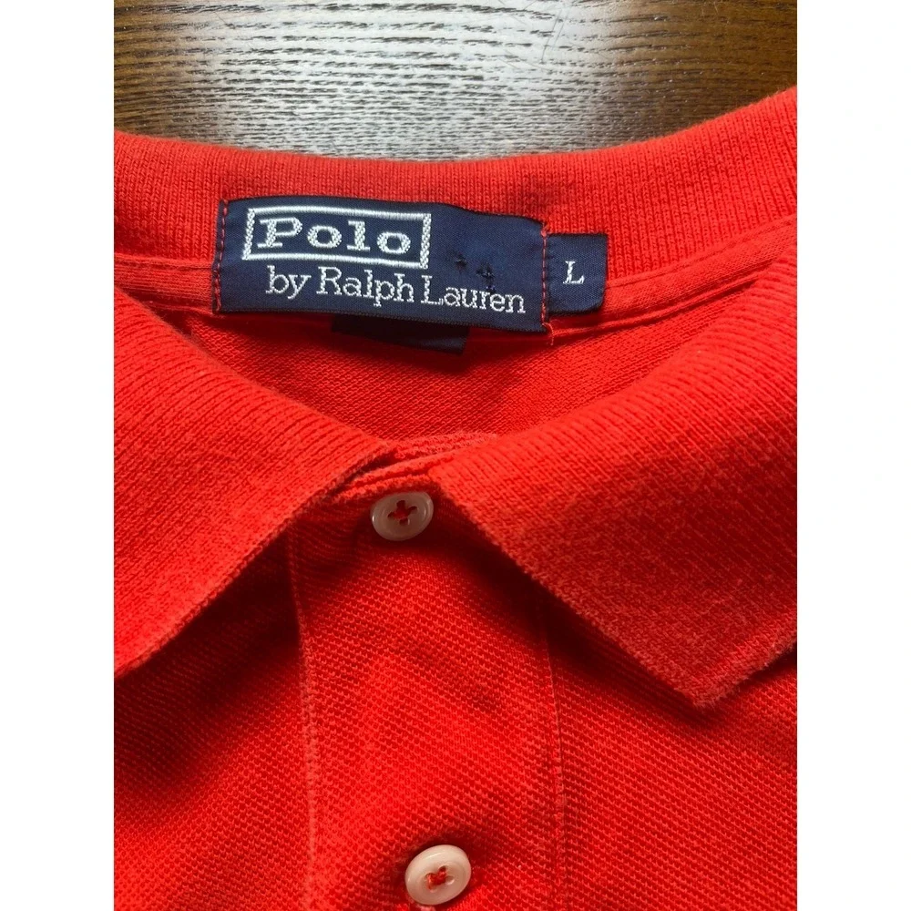 Polo Ralph Lauren Mens Polo Shirt Solid Orange Large Cotton Pony Short Sleeve